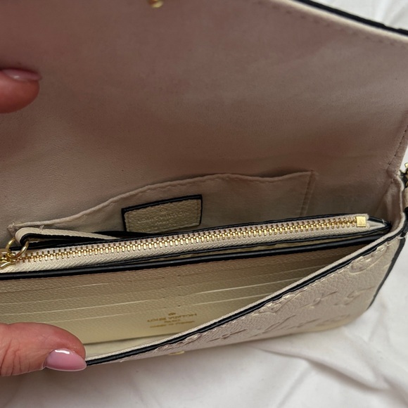 Inspired Cream Monogram Envelope Crossbody Bag with Gold Chain - Picture 6 of 6